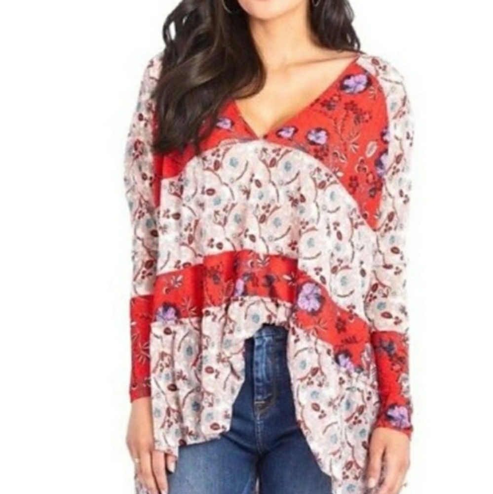 Free People Boho Long Sleeve Floral Blouse - Picture 1 of 10